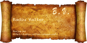 Badiu Valter névjegykártya
